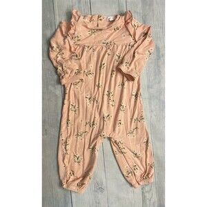 Angel Dear Bamboo Peach Daisies Baby Girl Outfit, Size 12-18 months